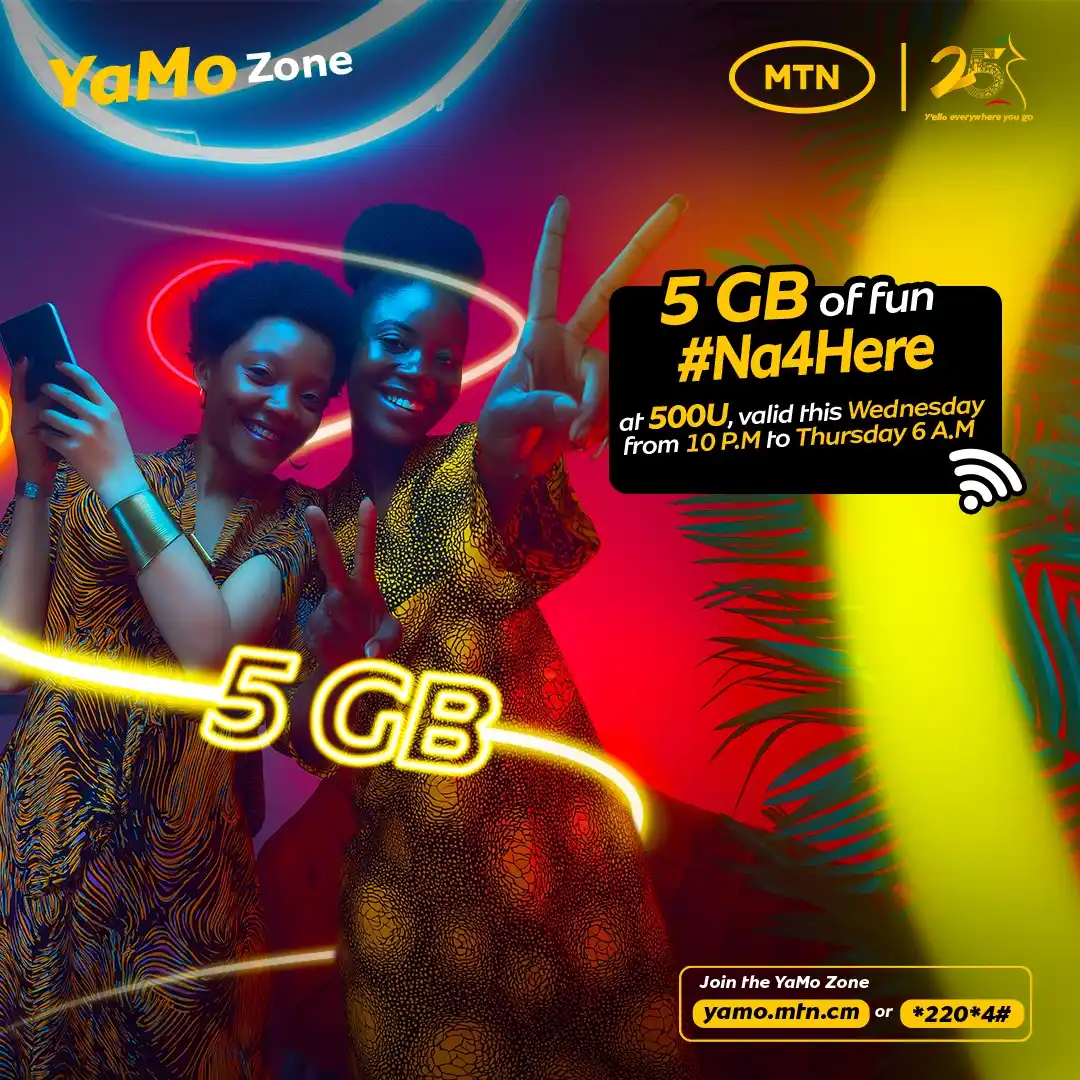 Image from MTN Cameroon: Deal of the Day 🔥 The night is yours 🌙 Get 5GB for just 500F from 10...