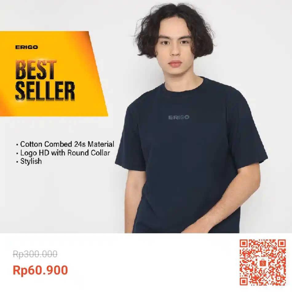 Image from Racun Shopee (Papa Shopee): Erigo T-Shirt Oversize Garret Navy - Kaos Oversize Unisex https://s...