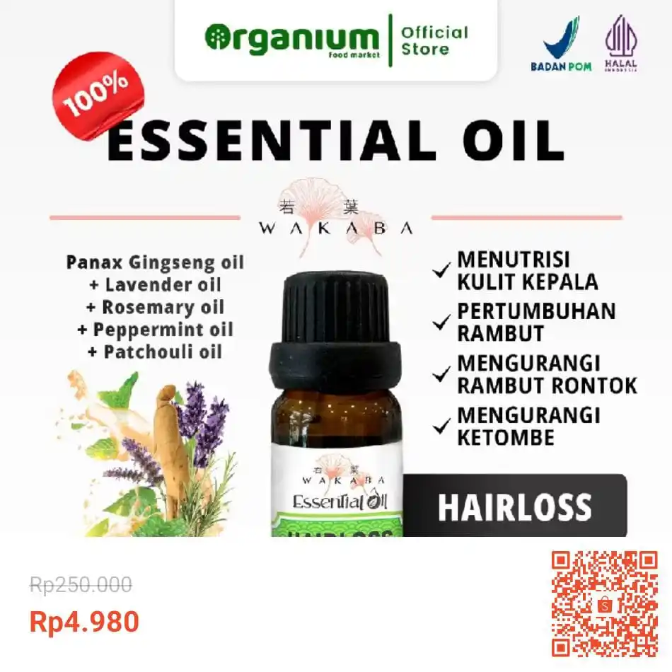 Image from Racun Shopee (Papa Shopee): Essential Oil Hairlos WAKABA Minyak Esensial Rambut Rontok - 10ML h...
