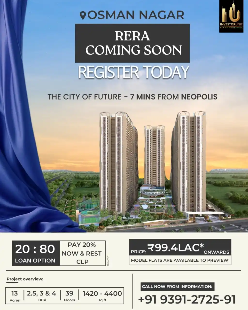 Image from InvestorUnit @ Hyderabad RealEstate News and Offers: 👑 Experience *Signature Living* at *Osman Nagar / Tellapur* in 13Acre...