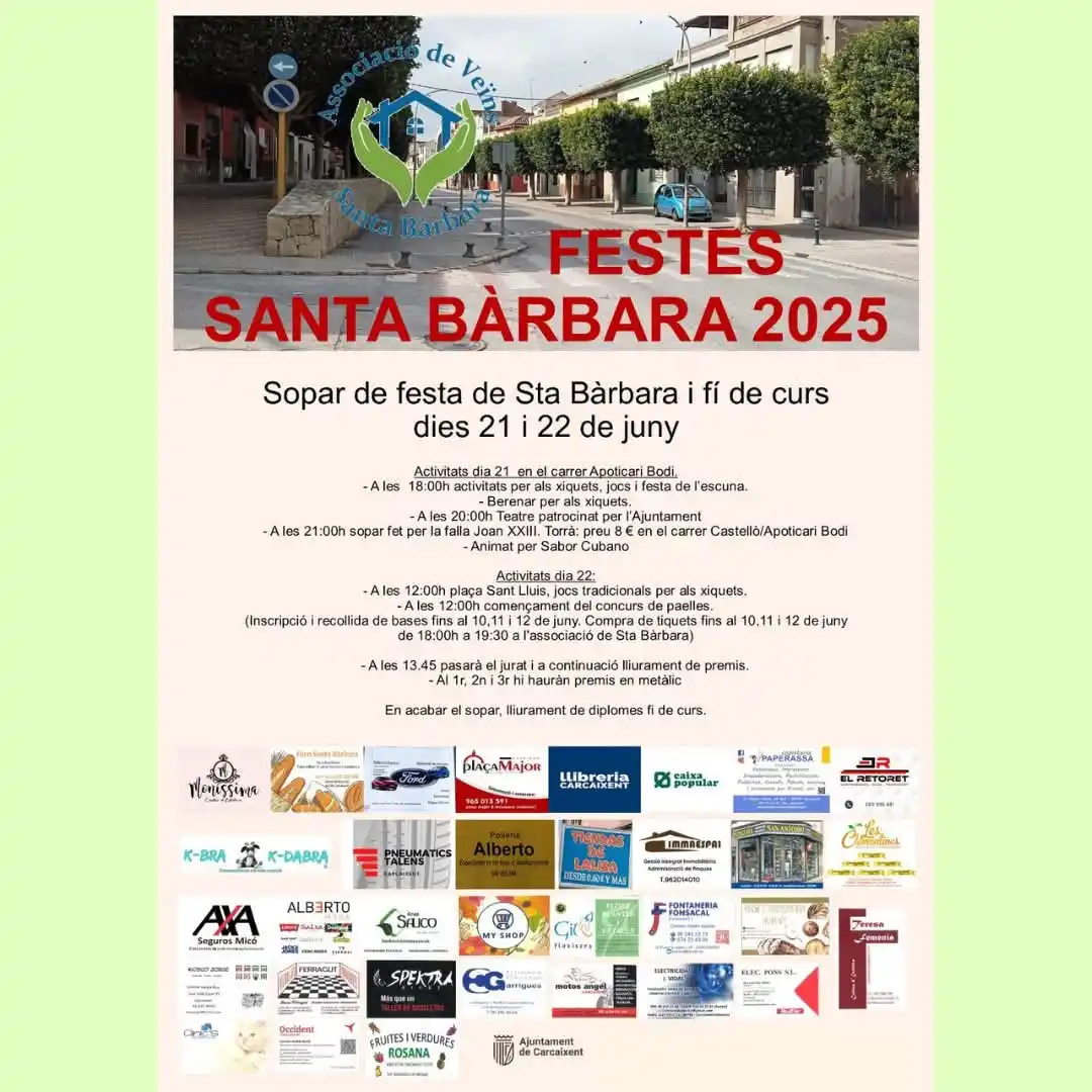 Image from Ajuntament de Carcaixent: 🎉 Festes barri de Santa Bàrbara!  💃 Música, activitats per a menuts ...