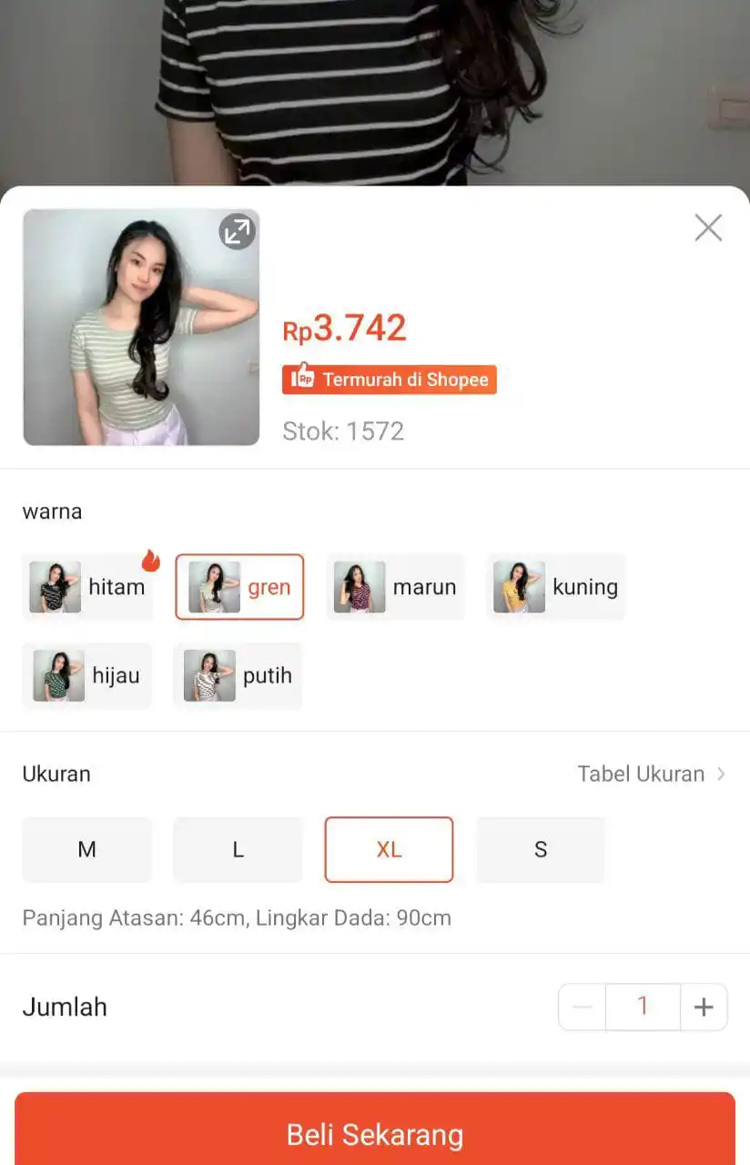 Image from Racun Shopee (Papa Shopee): Gercep CROP TOP STRIPE 100 % COTTON 24s ATASAN WANITA MOTIF GARIS SALU...