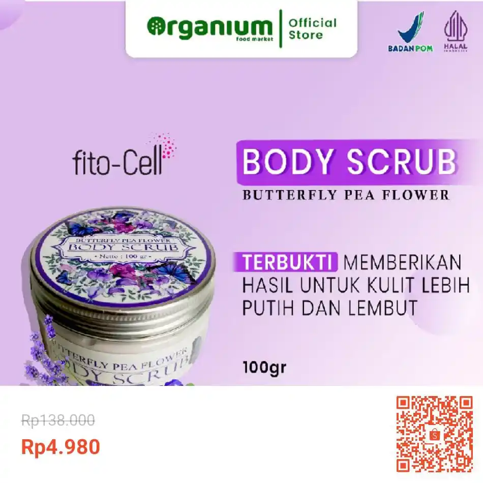 Image from Racun Shopee (Papa Shopee): Gercep Lightening Body Scrub FITO CELL Extarct Butterfly Pea Flower, C...