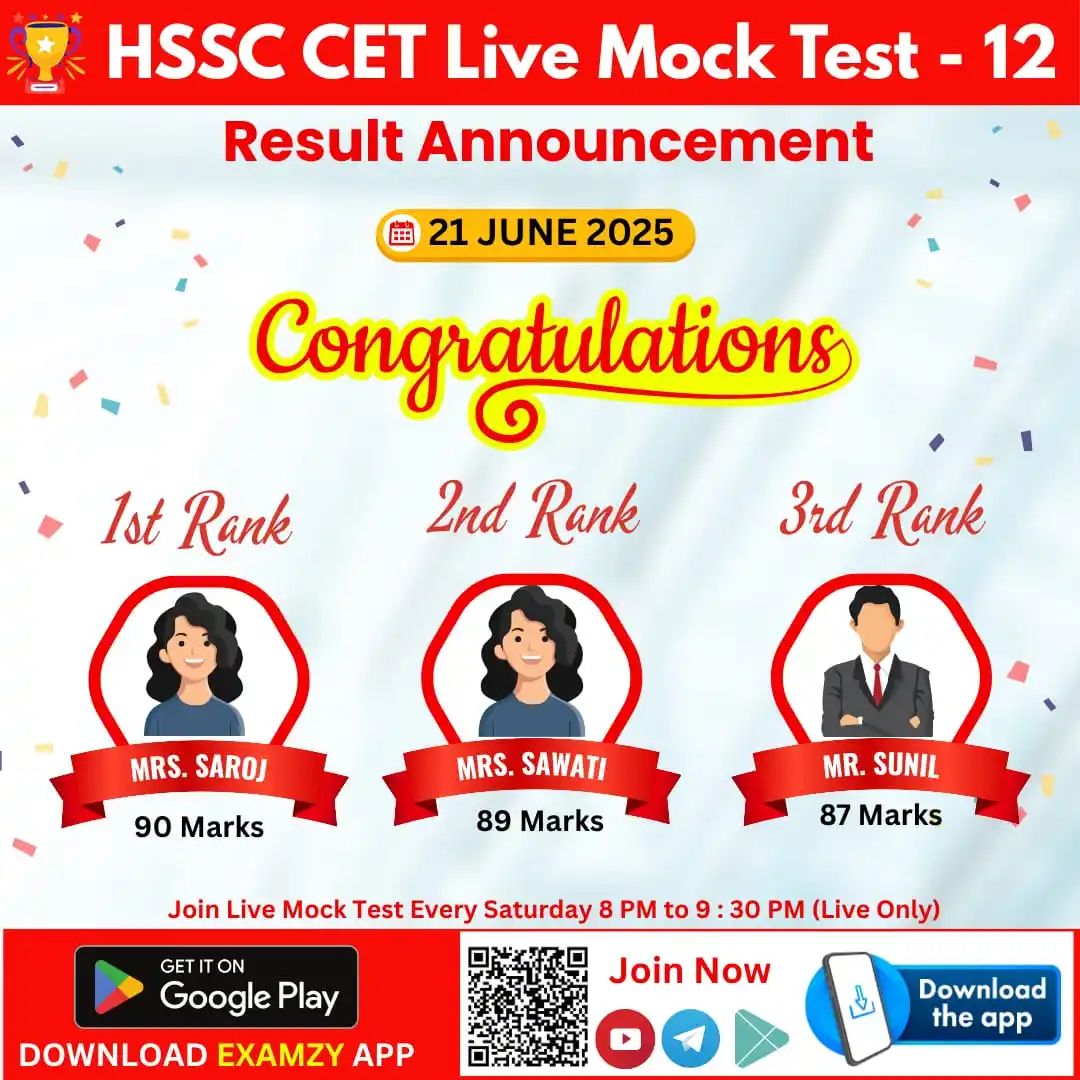 Image from Govt Job Update🔔: *🎁 HSSC CET Mock Test - 12 (Live) Mock Test (21 June 2025) का रिजल्ट...
