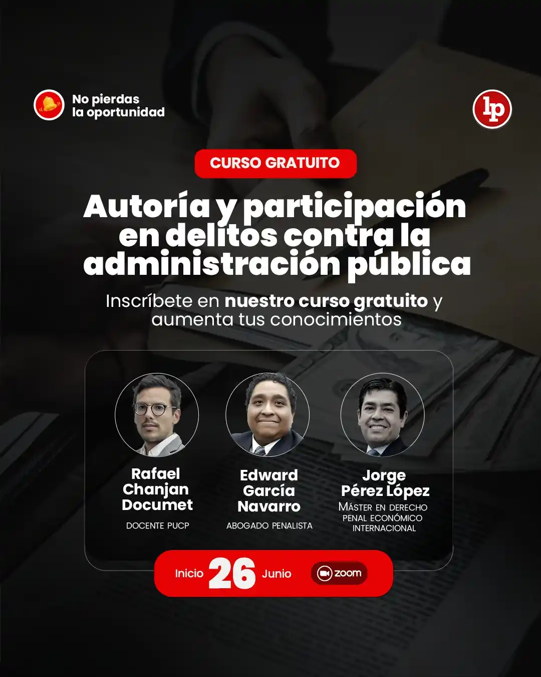 Image from LP Pasión por el Derecho: 📢 ¡Inscríbete al *Curso gratuito «Autoría y participación en delitos ...