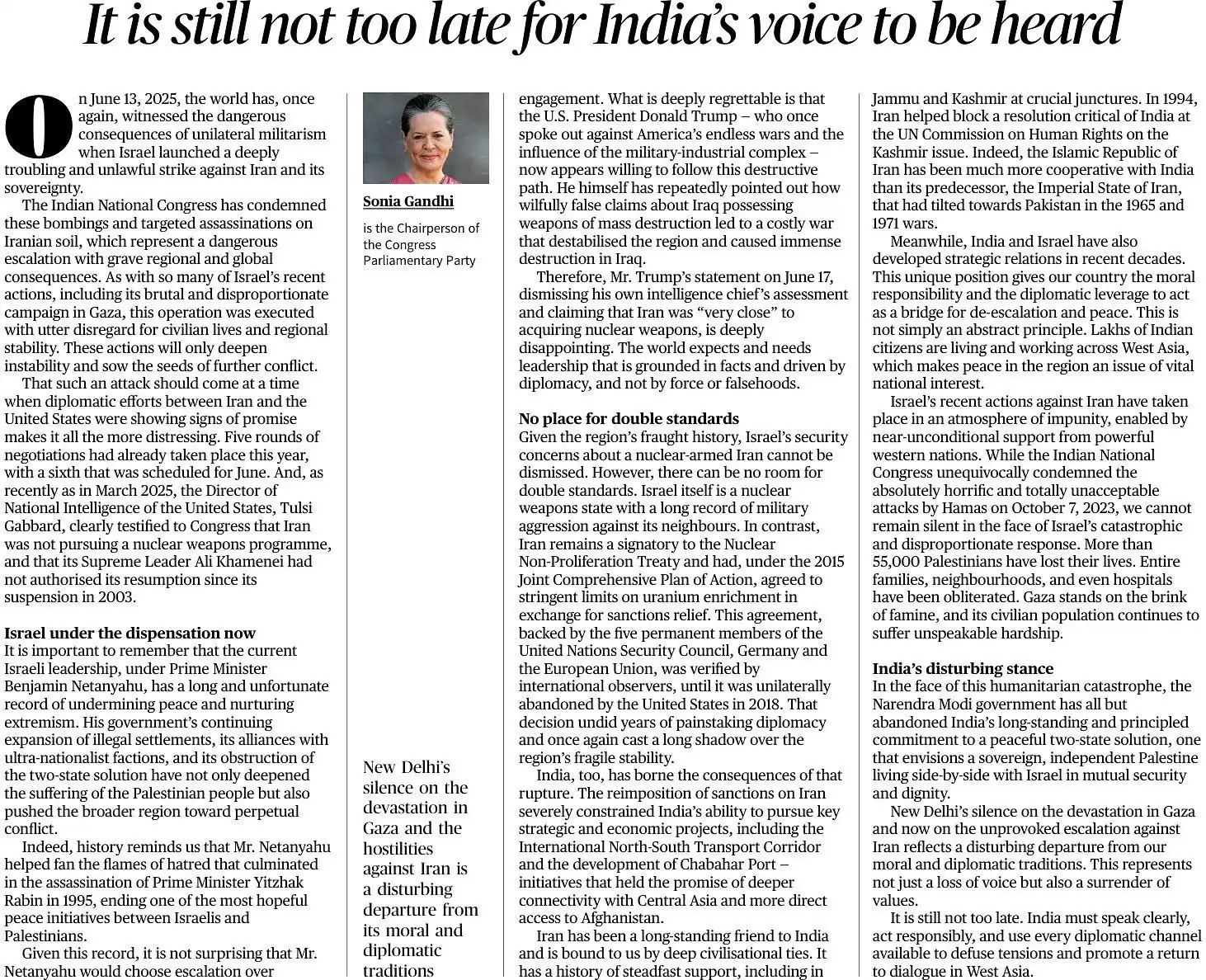 Image from 𝕏 Repost Congress 🔁: *It is still not too late for India’s voice to be heard*. — Smt. +Soni...