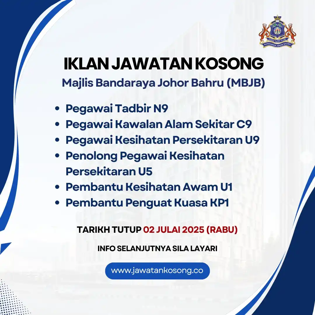 Image from Jawatan Kosong: Jawatan Kosong di Majlis Bandaraya Johor Bahru (MBJB). Tarikh tutup pe...