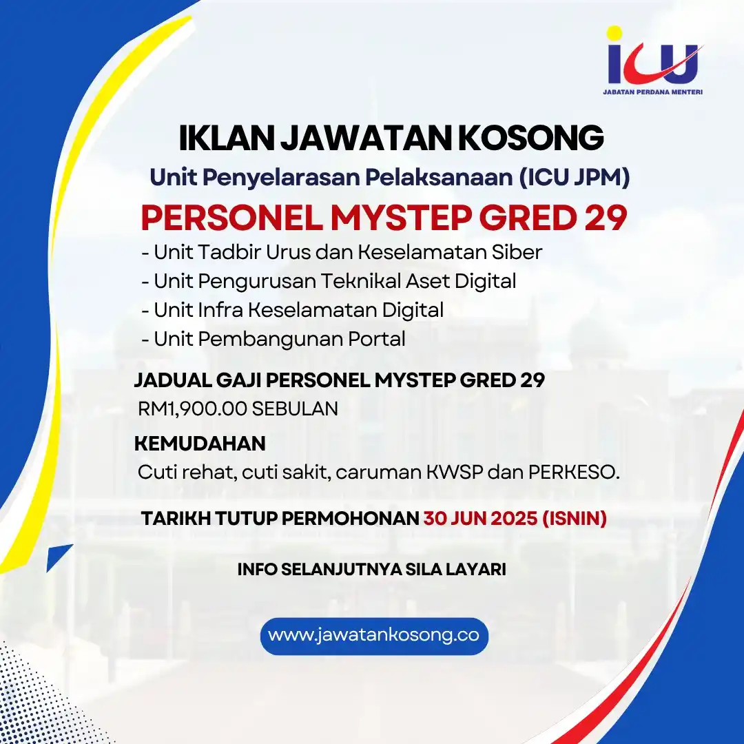 Image from Jawatan Kosong: Jawatan Kosong Unit Penyelarasan Pelaksanaan JPM (ICU JPM). Tarikh tut...