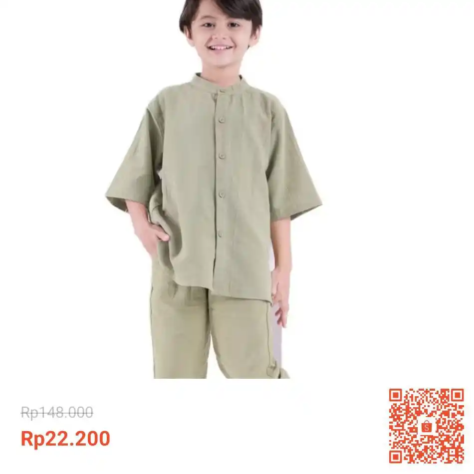 Image from Racun Shopee (Papa Shopee): JENAKA KIDS Ghava Kemeja Koko Anak warna sage green    https://s.shope...