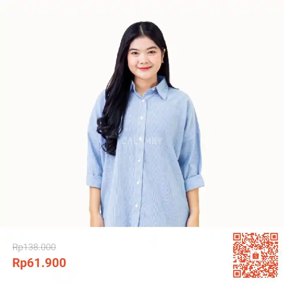 Image from Racun Shopee (Papa Shopee): Kemeja Cala Stripes (Oversize) - CALAMBY Navy https://s.shopee.co.i...