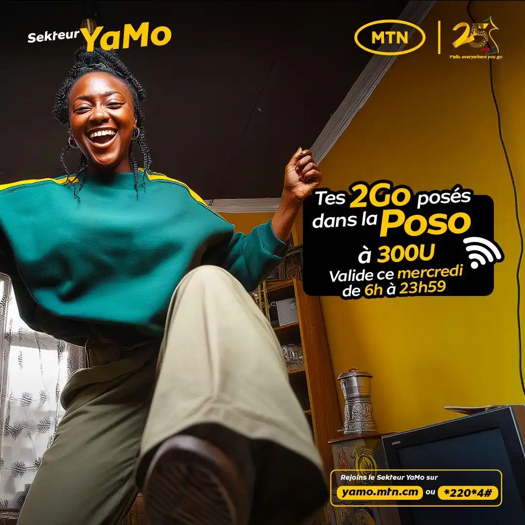 Image from MTN Cameroon: Le bon plan du mercredi est là !🔥 Active tes 2Go à 300U en tapant *22...
