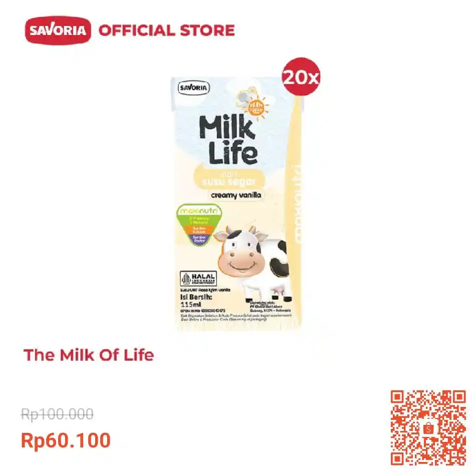 Image from Racun Shopee (Papa Shopee): MilkLife UHT Kids Creamy Vanilla Milk - Susu Rasa Vanila 20 Pcs x 115m...