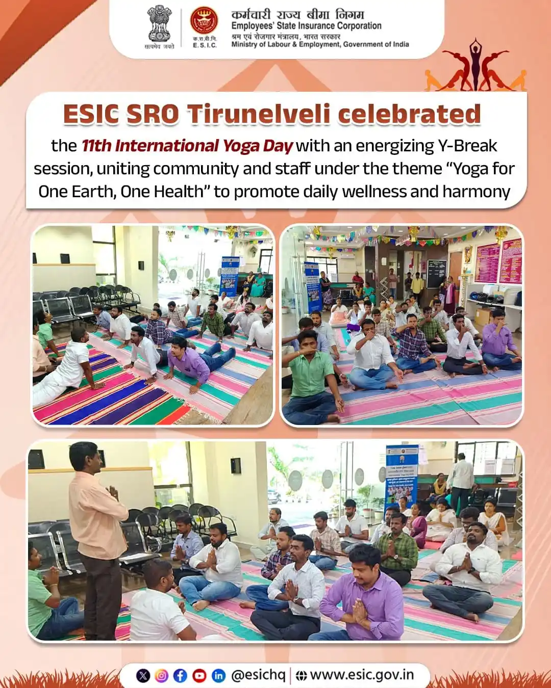 Image from ESIC: On the occasion of the 11th International Yoga Day, ESIC SRO Tirunelve...
