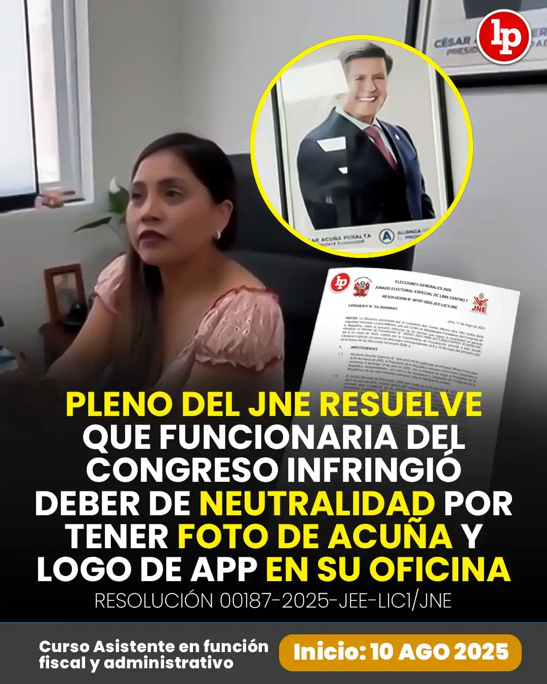 Image from LP Pasión por el Derecho: Pleno del JNE resuelve que funcionaria del Congreso infringió deber de...