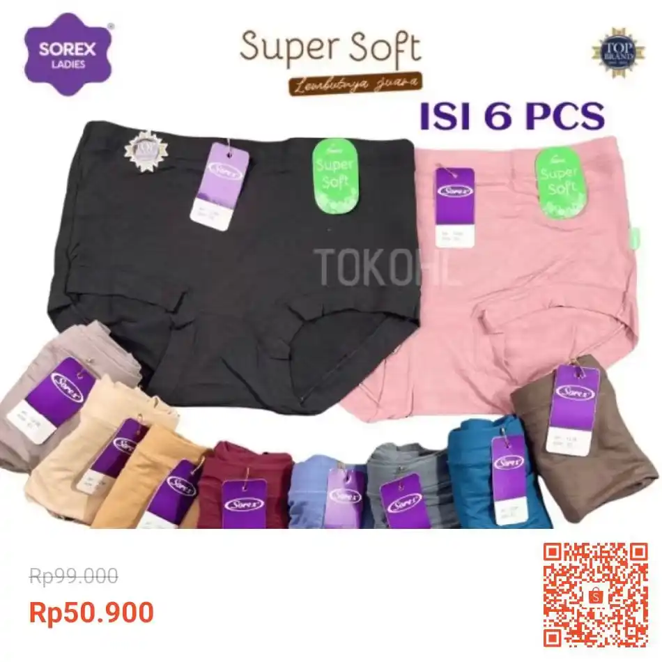 Image from Racun Shopee (Papa Shopee): Sorex 6 PCS / Setengah Lusin CD Sorex 1238 Basic Celana Dalam Wanita S...