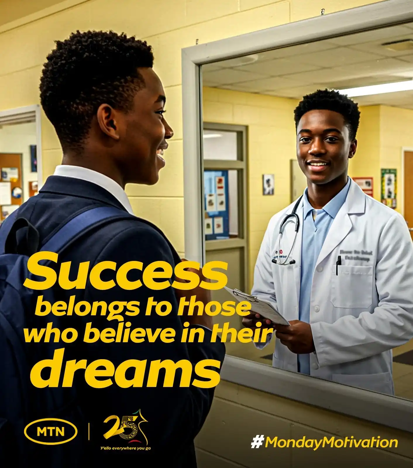Image from MTN Cameroon: Start your week with purpose and faith in what’s coming. 💛 Have a gre...