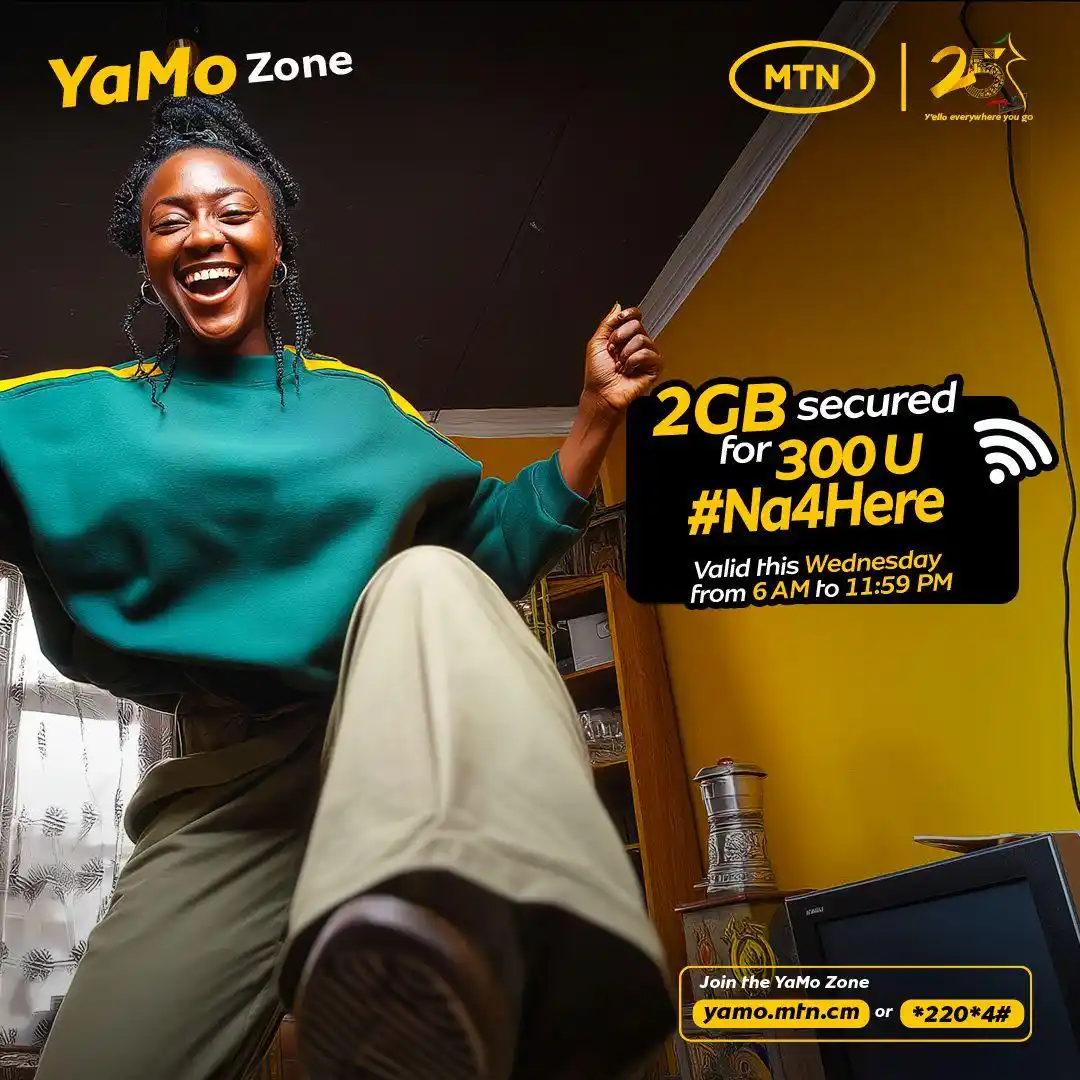 Image from MTN Cameroon: The Wednesday deal is here!🔥 Get 2GB for just 300U by dialing *220*4#...