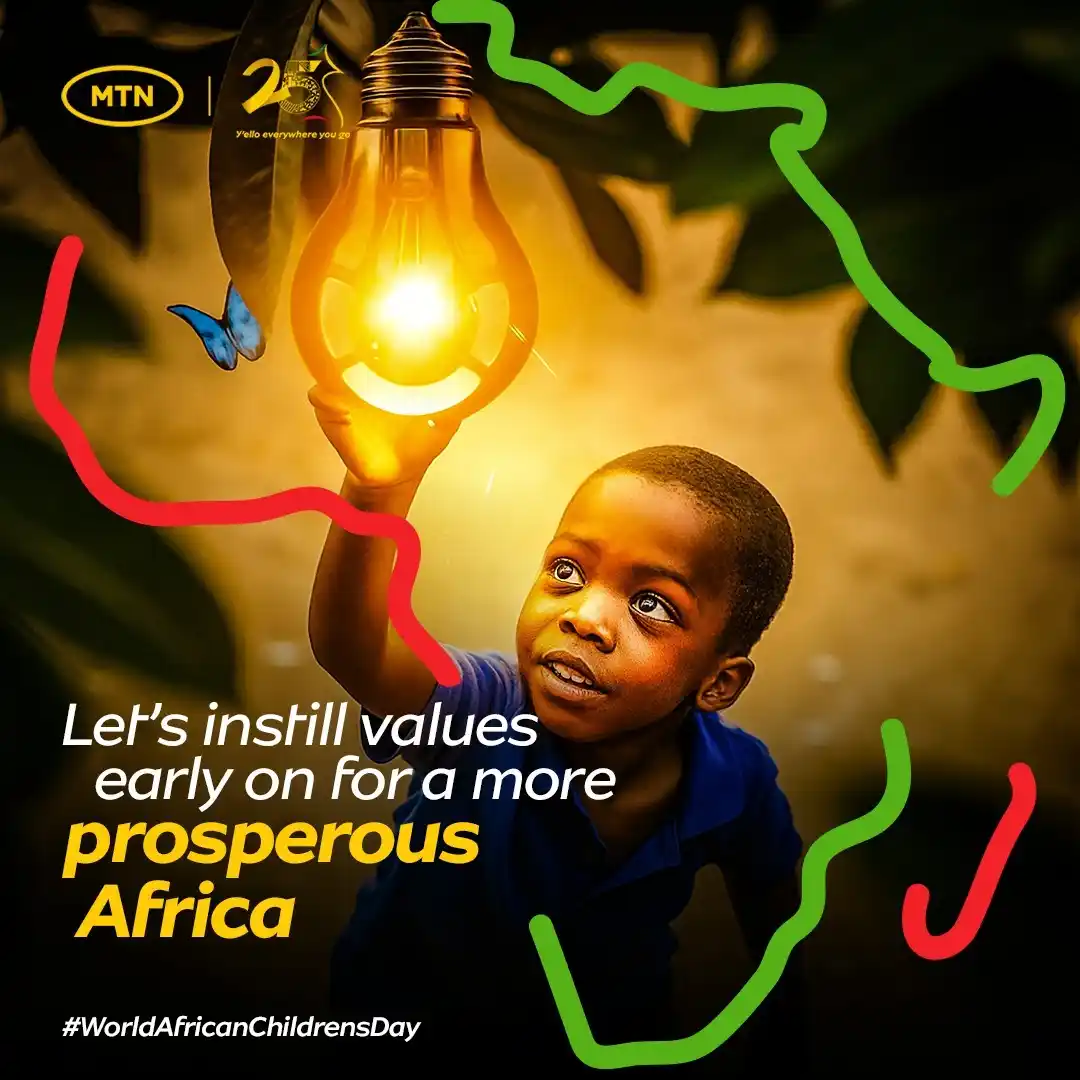 Image from MTN Cameroon: Today, we celebrate the dreams, strength, and future of Africa: its ch...