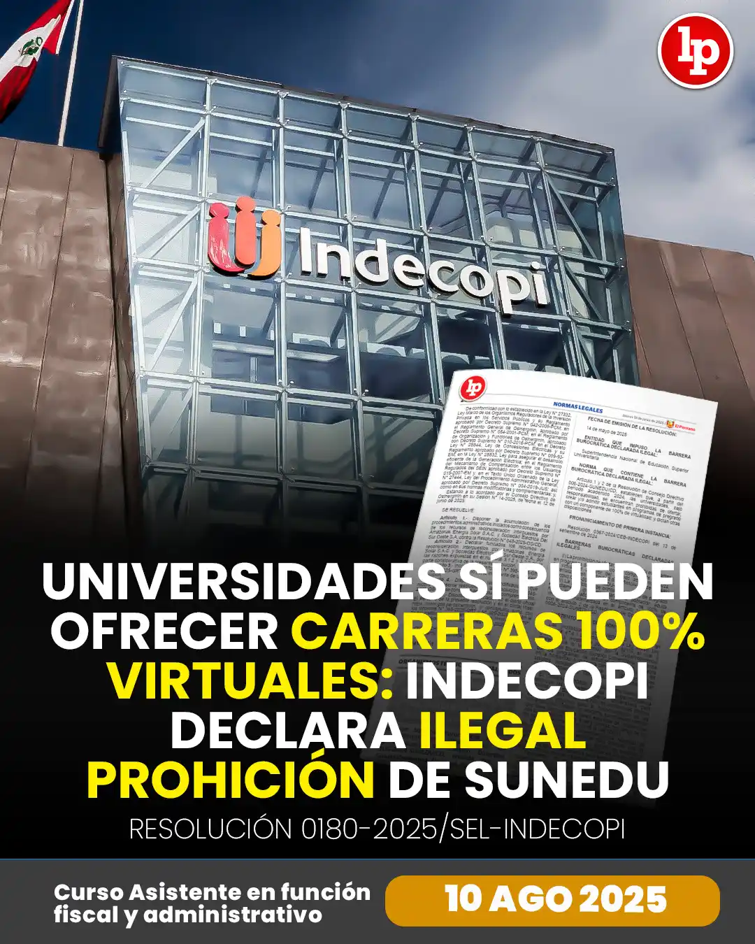 Image from LP Pasión por el Derecho: 🚨 Universidades sí pueden ofrecer carreras 100% virtuales: Indecopi d...