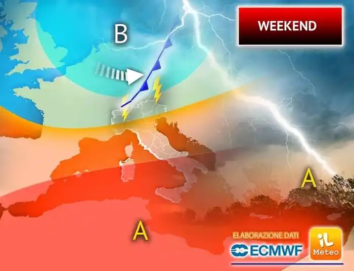 Image from iLMeteo.it: *Vampata Africana nel Weekend, ma occhio ai Temporali Violenti. Ci son...