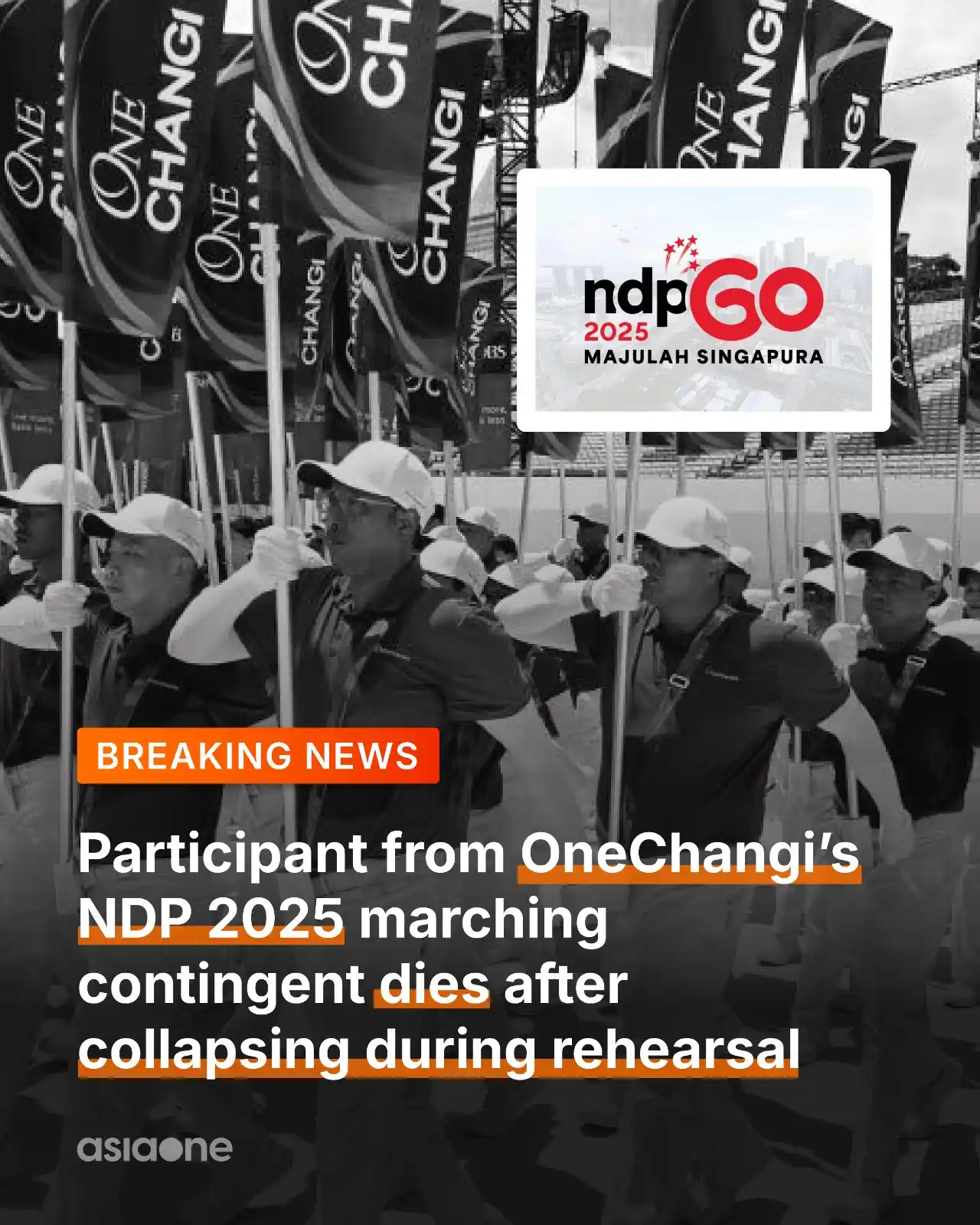 Image from AsiaOne: A 47-year-old male participant from the OneChangi NDP 2025 marching co...