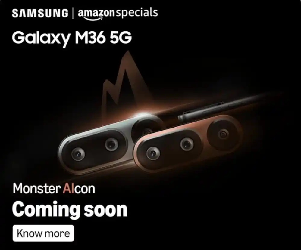 Image from Tech Tips & Hacks- Mohit Verma: A Samsung M36 banner has been spotted on Amazon India. Expected to lau...