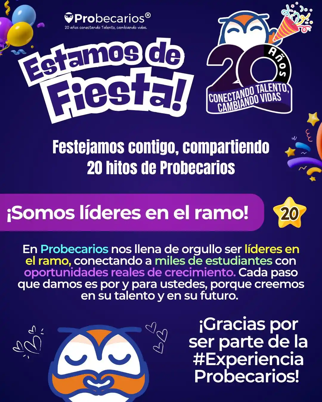 Image from Probecarios: 🥳 ¡Celebramos nuestro hito número 20 con muchísimo orgullo! 🎓 En Pro...