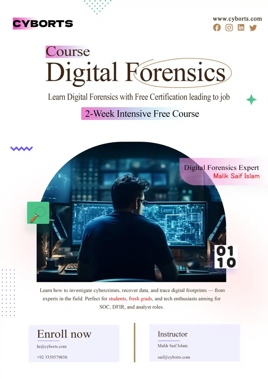 Image from Career Development Office -SSD: Digital Forensics – Free Certification   apply here: https://forms.gle...
