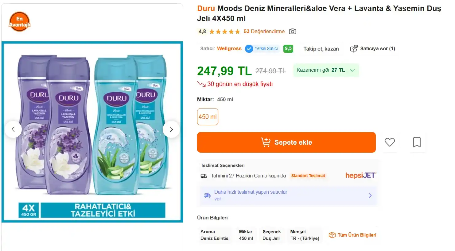 Image from Fırsata Tıkla: 📢 Duru Moods Deniz Mineralleri&aloe Vera + Lavanta & Yasemin Duş Jeli...