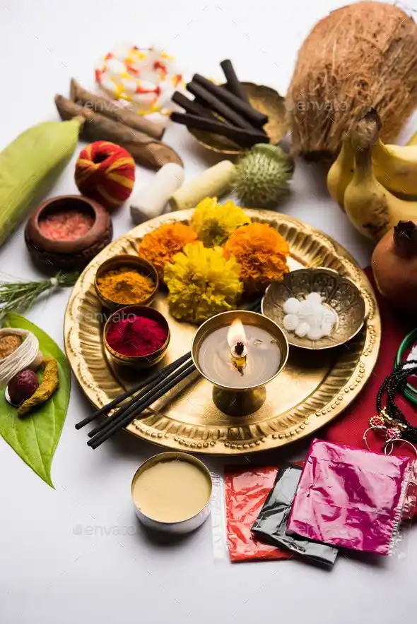 Image from Dreamy Ambivert: Essential Items: Pooja Thali: A plate or tray to hold all the items. ...