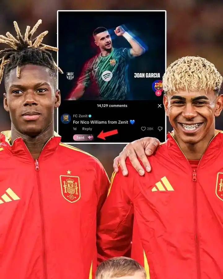 Image from Total Sports Live Official✅: FC Zenit admin helping out Barcelona with funding for Nico Williams on...