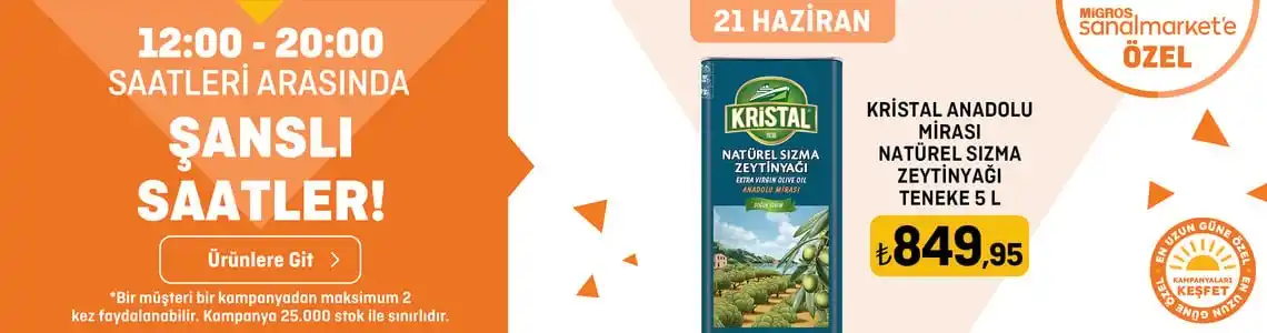 Image from Fırsata Tıkla: 📢 Kristal Anadolu Mirası Natürel Sızma Zeytinyağı Teneke 5 L  💵 Sepe...