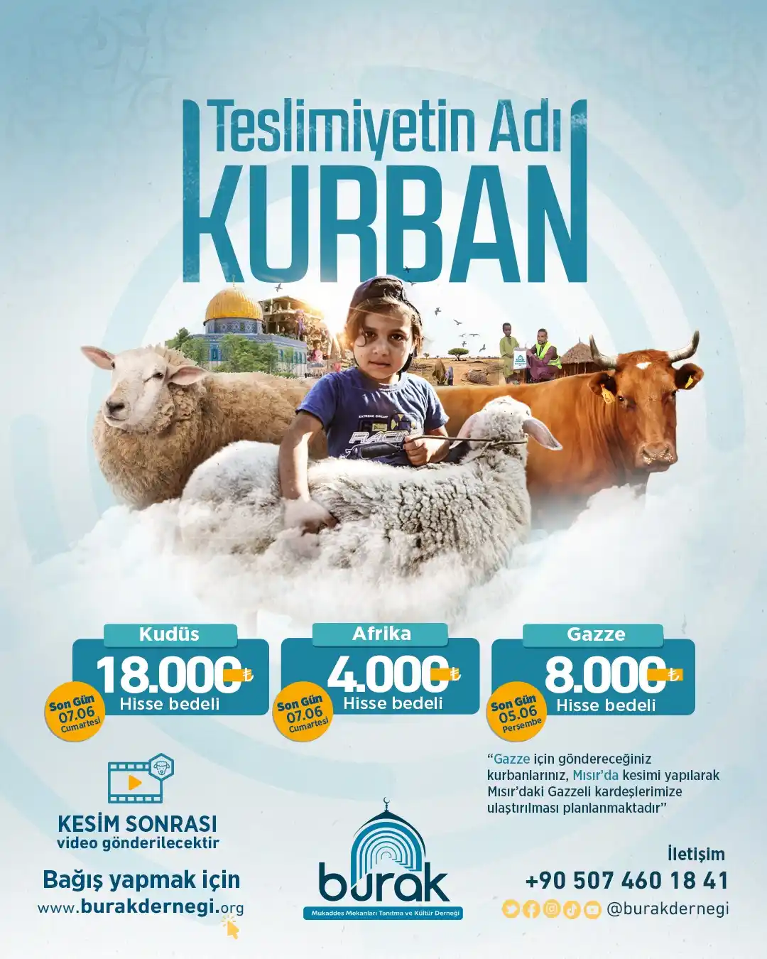Image from BURAK DERNEĞİ: ❗ *Kurban Bağışı İçin Son Günler* Gazze - 05 Haziran Perşembe Kudüs - ...