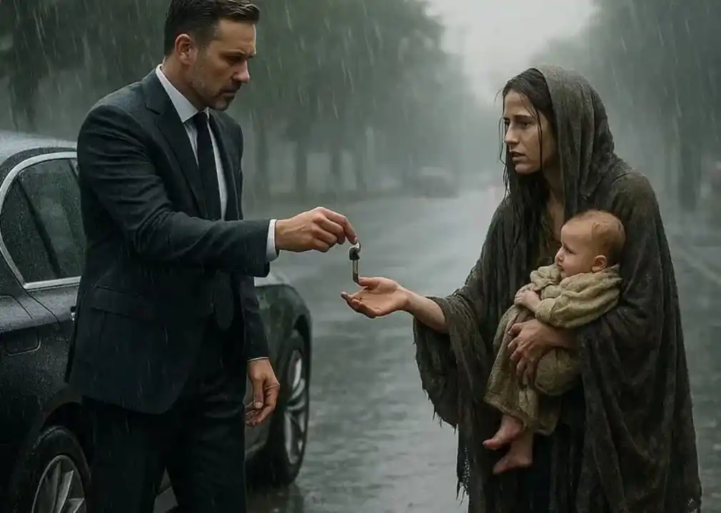 Image from Kennie_printz | Whatsapp Channel: Millionaire on the way to the airport, sees a beggar with a baby in th...