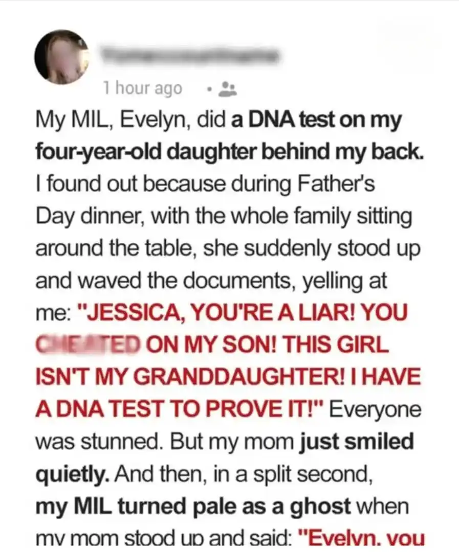 Image from Kennie_printz | Whatsapp Channel: My MIL Screamed My Daughter Isn’t My Husband’s at Father’s Day Dinner ...