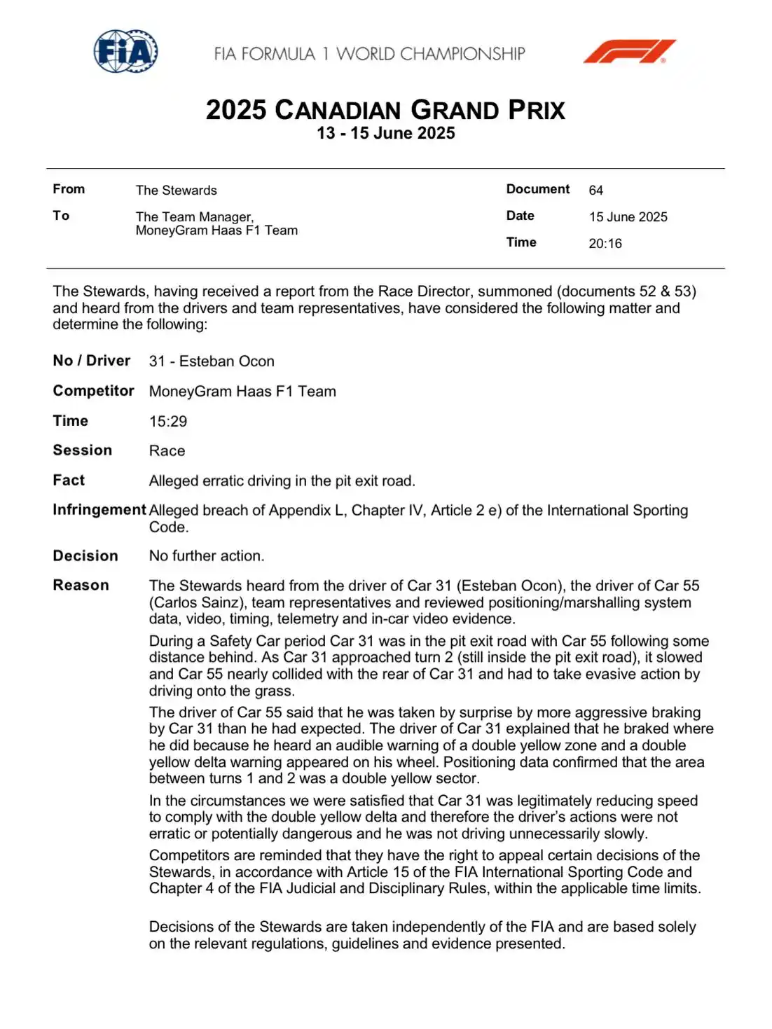 Image from FormulaArg: 📣| No hay acciones contra Ocon (corregido)  <a class="text-blue-500 h...