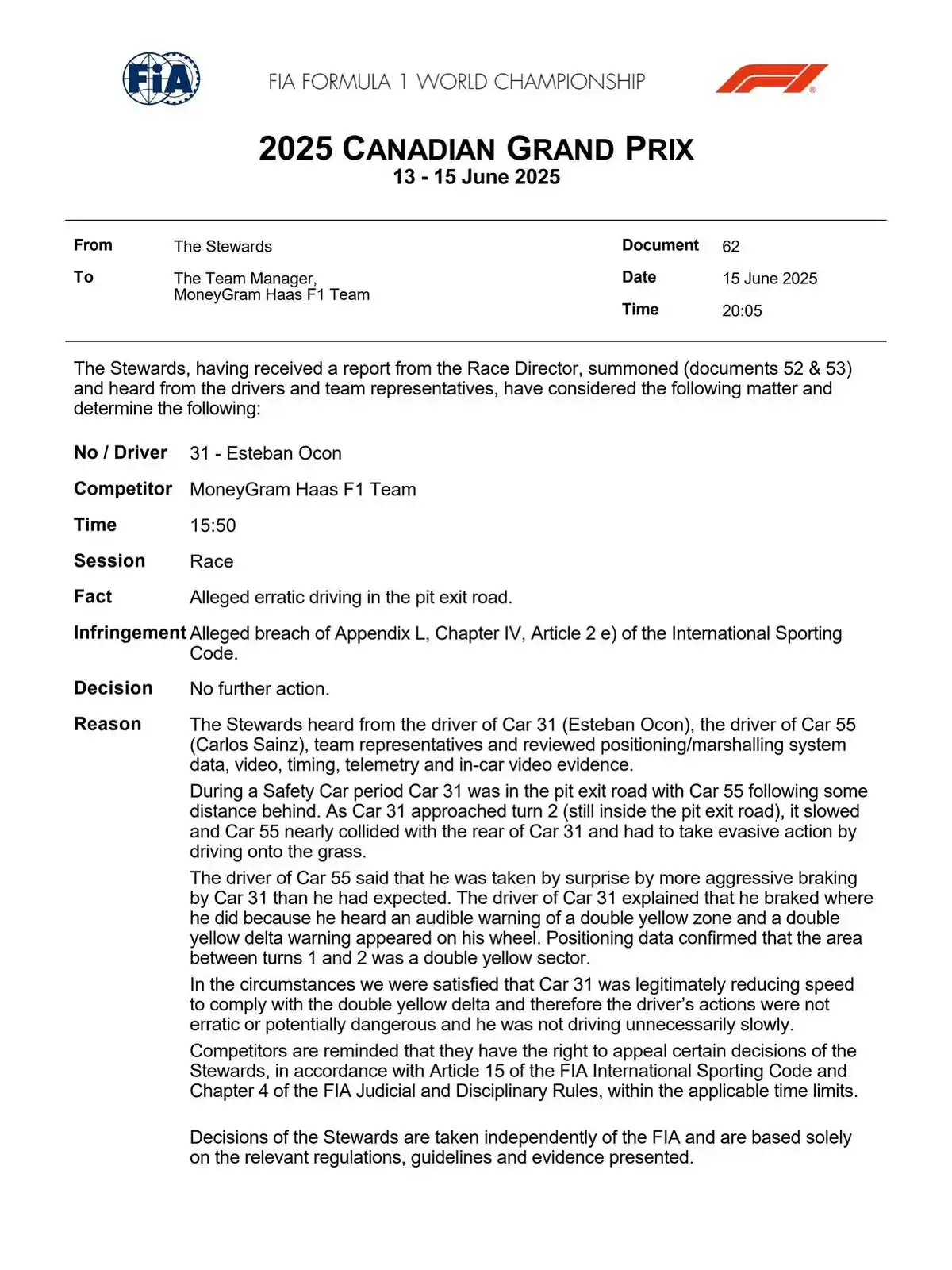 Image from FormulaArg: 📣| No hay acciones contra Ocon  <a class="text-blue-500 hover:underli...