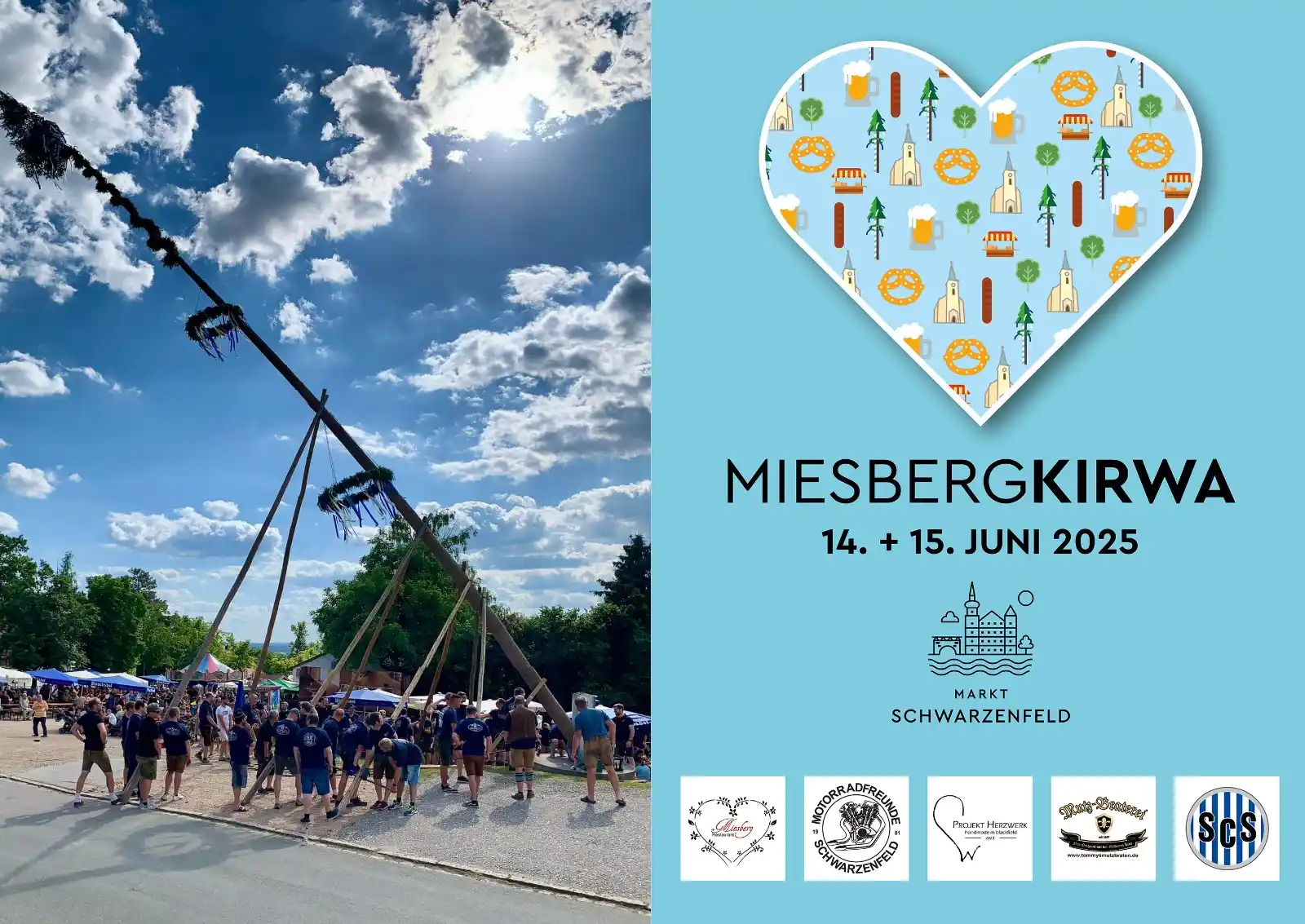 Image from Markt Schwarzenfeld: *🍺 + 🥨 + 🎺 + 🎠 = ❤️* *Auf geht's zur Miesbergkirwa!* Kirwabaum-Au...