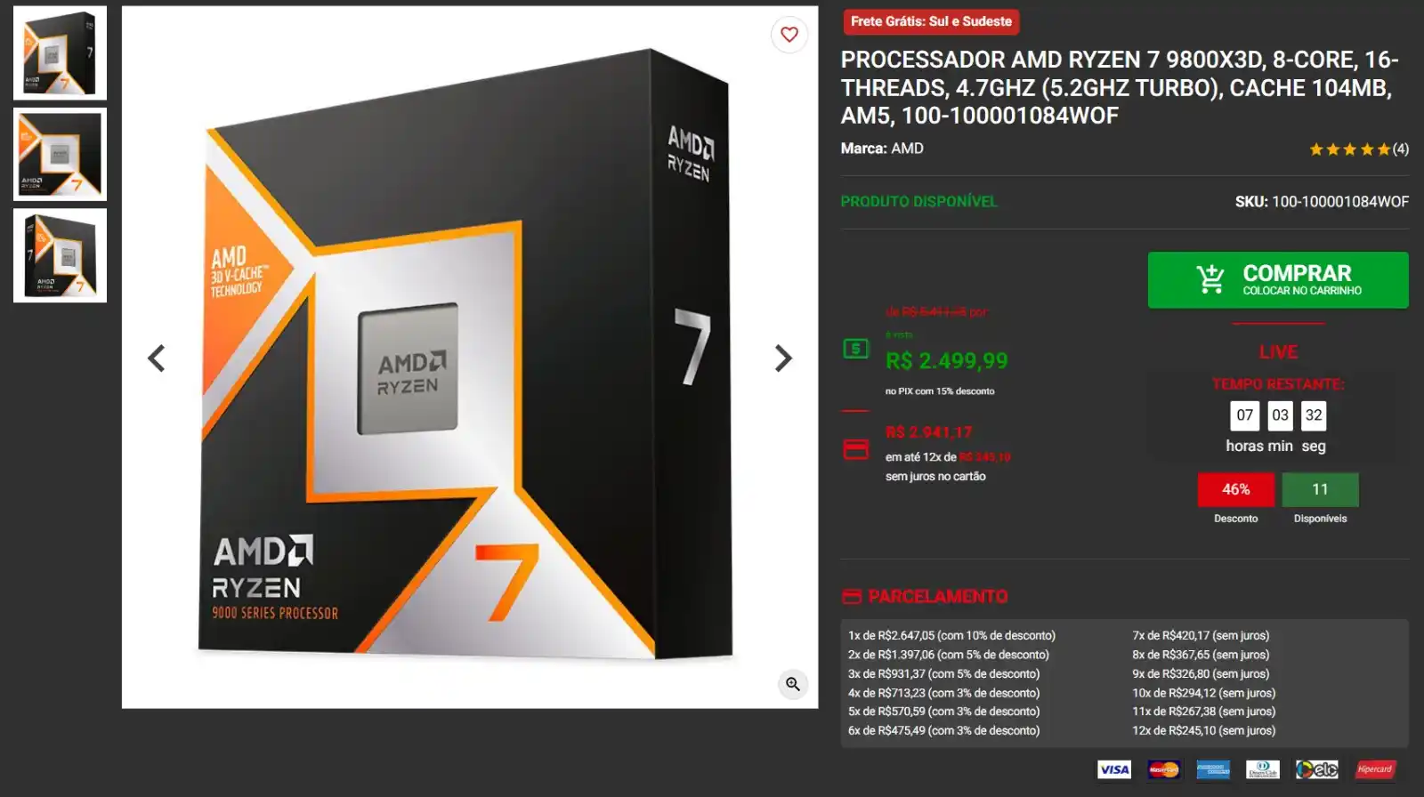Image from GPCR Promo - Hardware e Tecnologia: 🔥Processador AMD Ryzen 7 9800X3D 💲R$2499 🔗https://www.pichau.com....