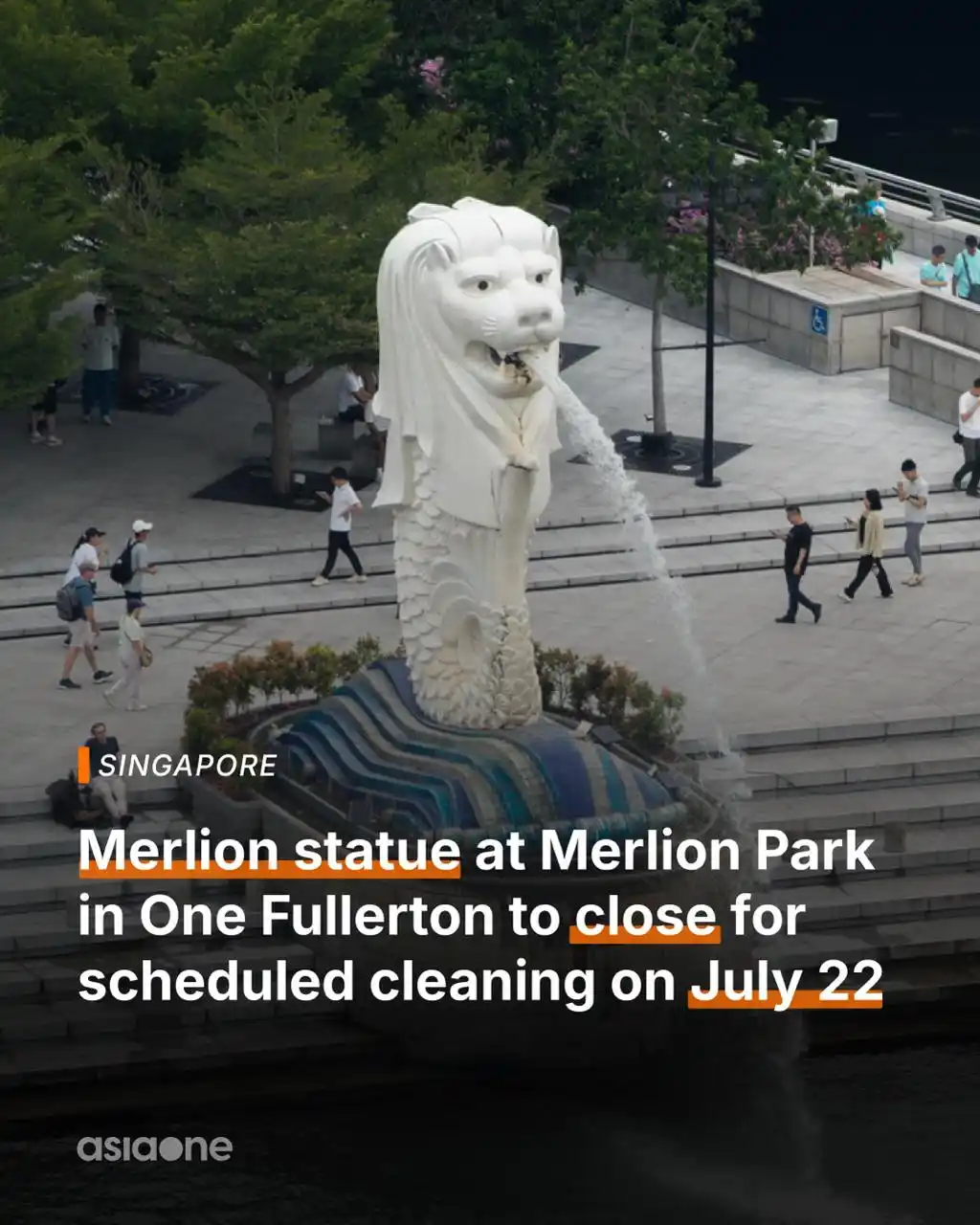 Image from AsiaOne: 🇸🇬👀 Visitors take note! The main Merlion statue at the Merlion Pa...
