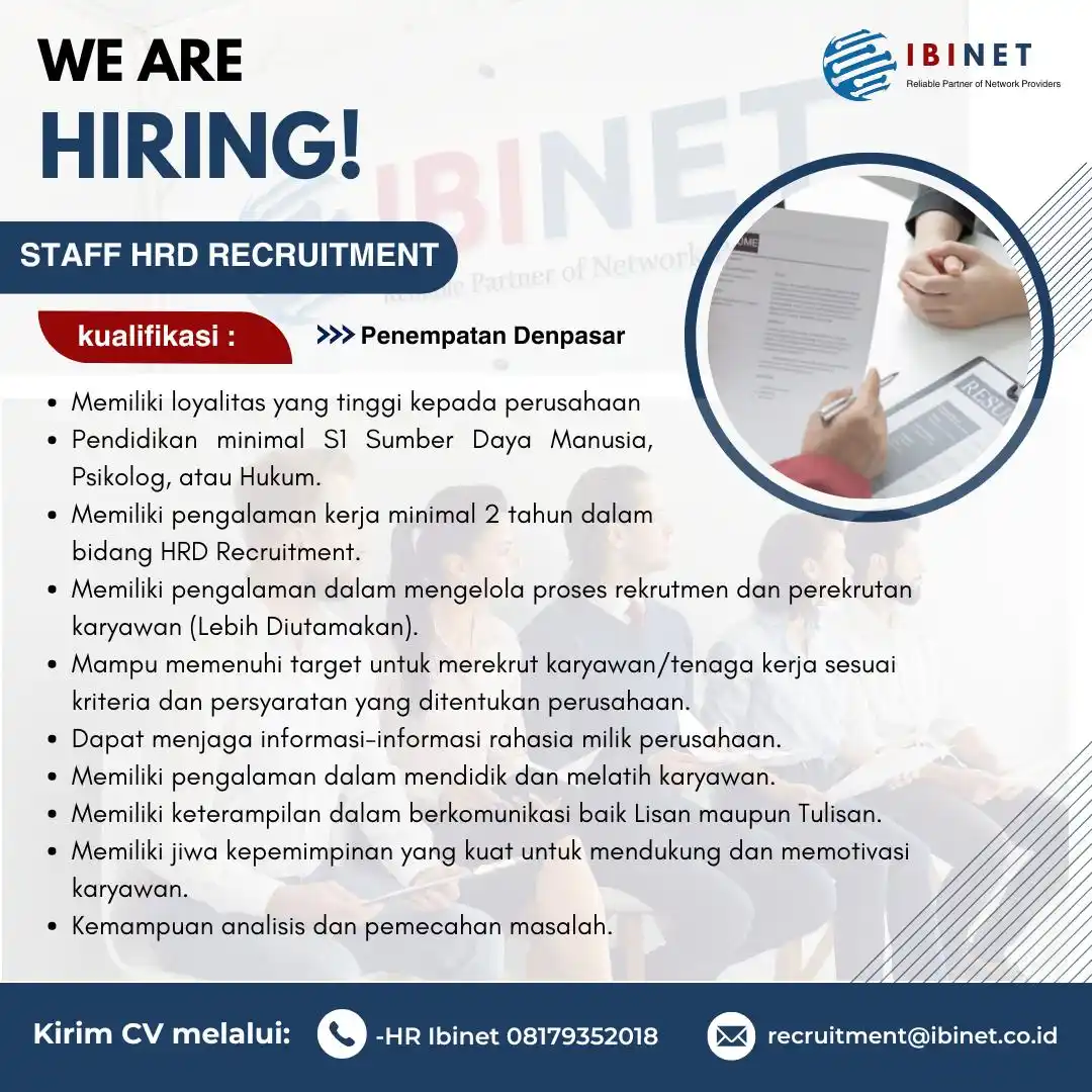 Image from Lokerbali - Lowongan Kerja Bali: Staff HRD Recruitment...