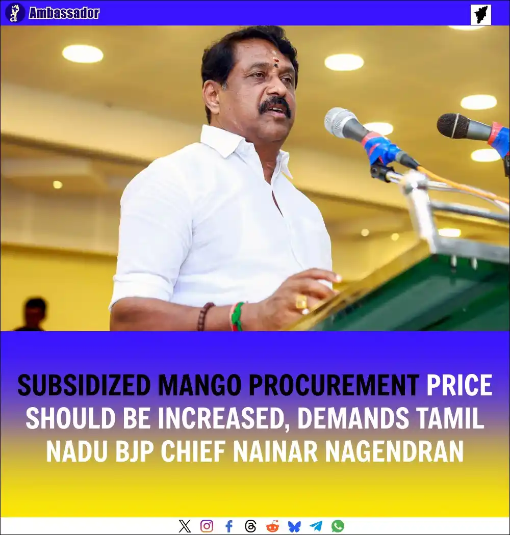 Image from Ambassador: Tamil Nadu Bharatiya Janata Party leader Nainar Nagendran urged the st...
