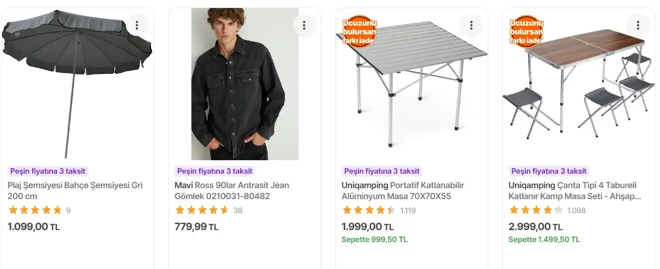 Image from Fırsata Tıkla: 📢 Uniqamping Çanta Tipi 4 Tabureli Katlanır Kamp Masa Seti - Ahşap De...