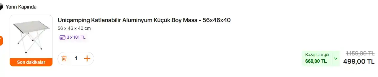 Image from Fırsata Tıkla: 📢 Uniqamping Katlanabilir Alüminyum Küçük Boy Masa - 56x46x40 💵 Se...