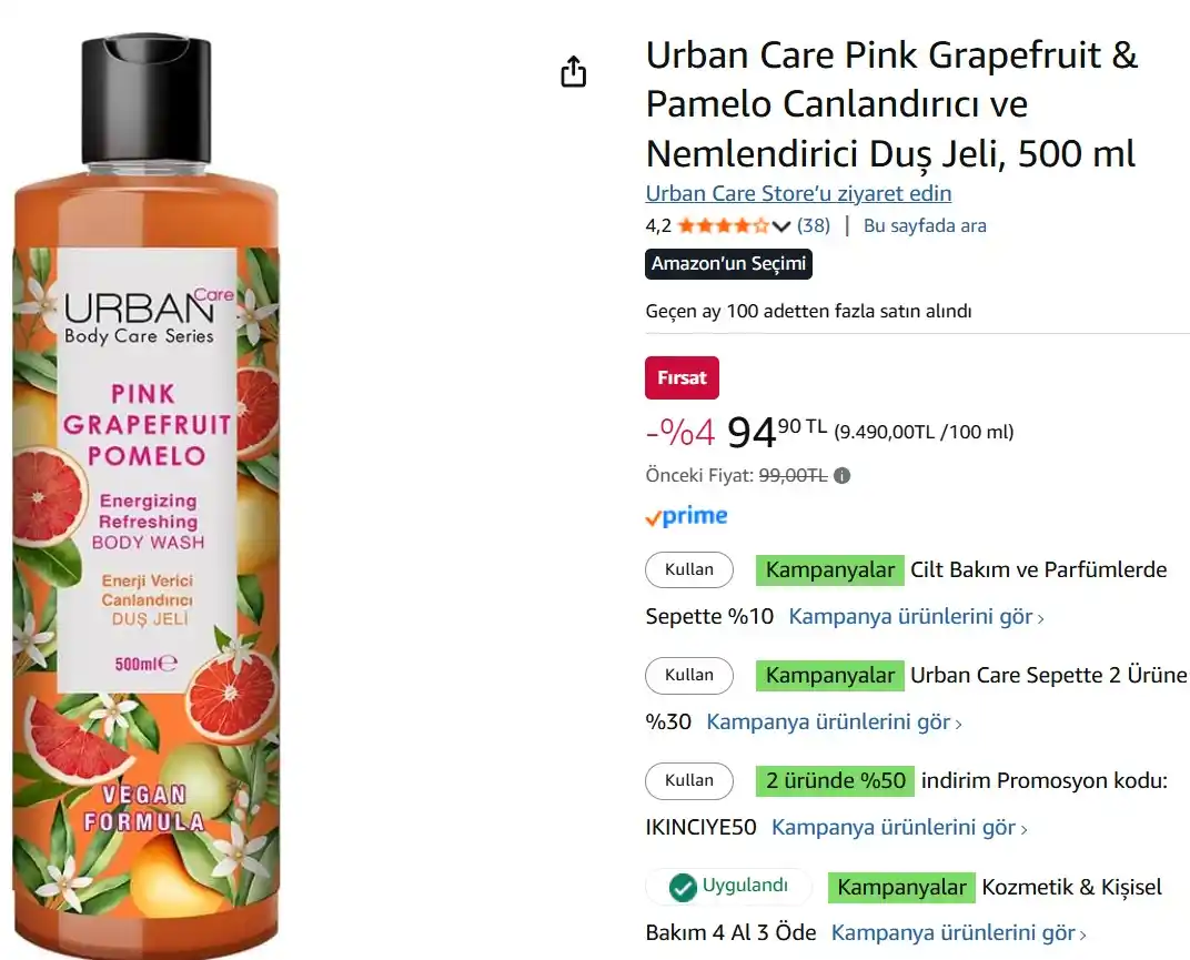 Image from Fırsata Tıkla: 📢 Urban Care Pink Grapefruit & Pamelo Canlandırıcı ve Nemlendirici Du...