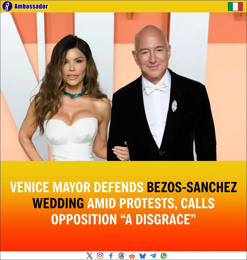 Image from Ambassador: Venice Mayor Luigi Brugnaro defended Jeff Bezos’ wedding to Lauren San...