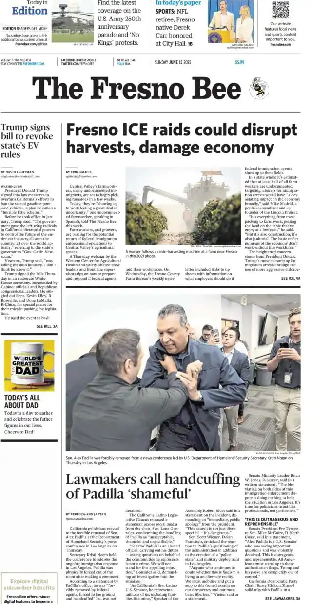 Image from Notícias - Política Internacional: *Ações da ICE em Fresno podem sabotar a colheita e prejudicar a econom...