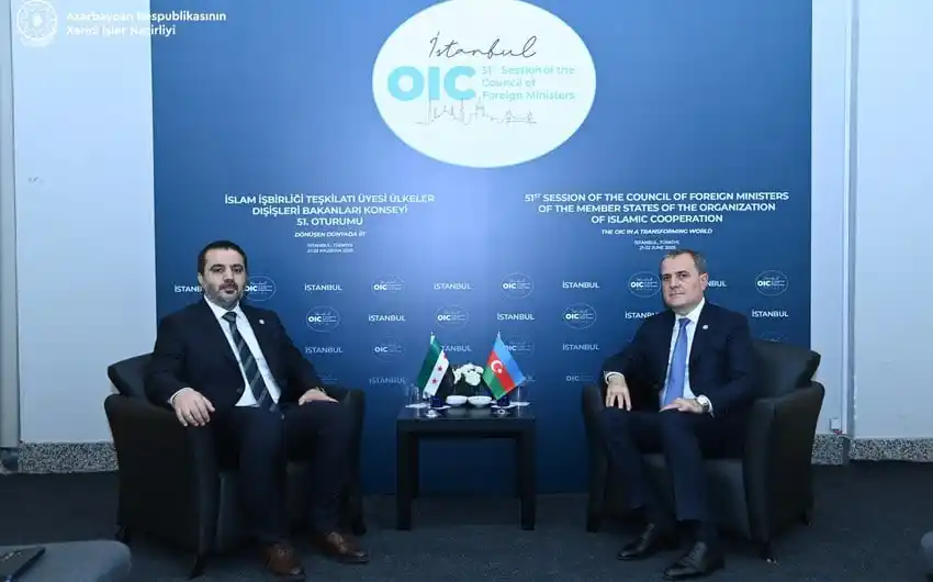 Image from BAKU TV: *Azərbaycan və Suriya XİN başçıları ikitərəfli əməkdaşlığın genişləndi...