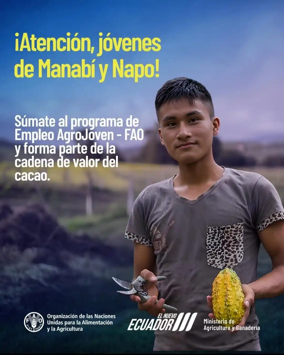 Image from Ministerio de Agricultura y Ganadería: FAO impulsa el programa Empleo AgroJoven. 🍫🌱 Si te interesan los vi...