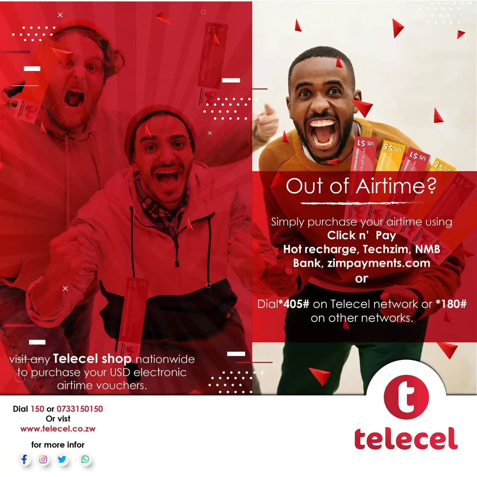 Image from Telecel Zimbabwe: Get your airtime effortlessly through Click 'n Pay, Hot Recharge, Tech...